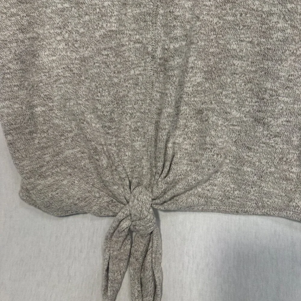 Madewell Tie-Front Short Sleeve Sweater Tee 100% Cotton Marled Beige Medium M - Picture 3 of 8